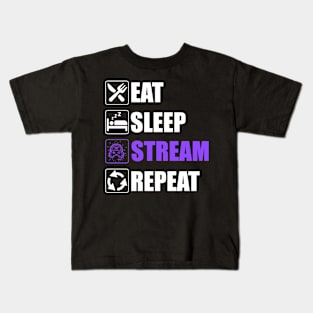 Eat Sleep Stream Repeat - Funny Streamers Kids T-Shirt